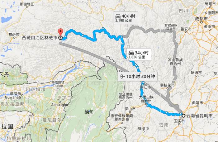 昆明到林芝多少公里?怎么坐車?昆明到林芝機票是多少錢?
