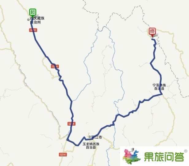 從香格里拉到瀘沽湖有多少公里?自駕車地圖